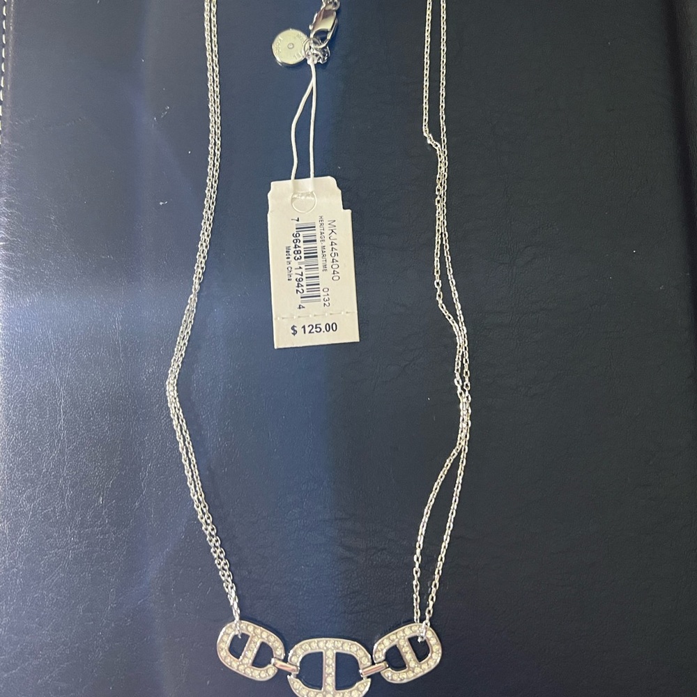 Michael Kors Maritime Pave Silver-Tone Plated Necklace NWT$125